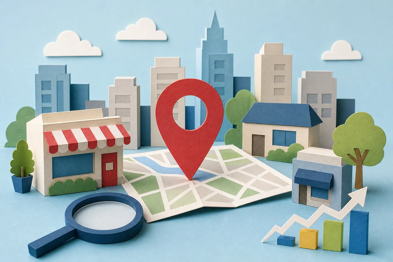 Papercraft illustration of Best Local SEO Software: 6 Tools for 2026