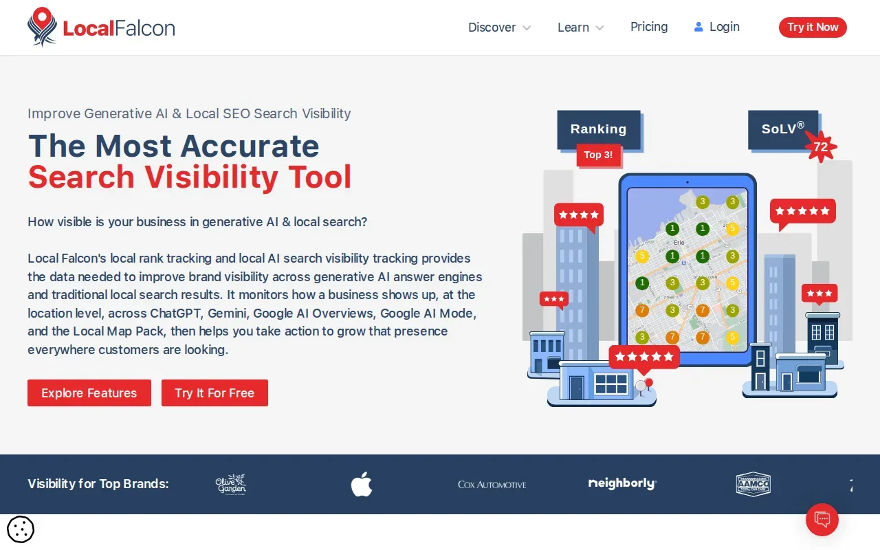 Screenshot of the Local Falcon website