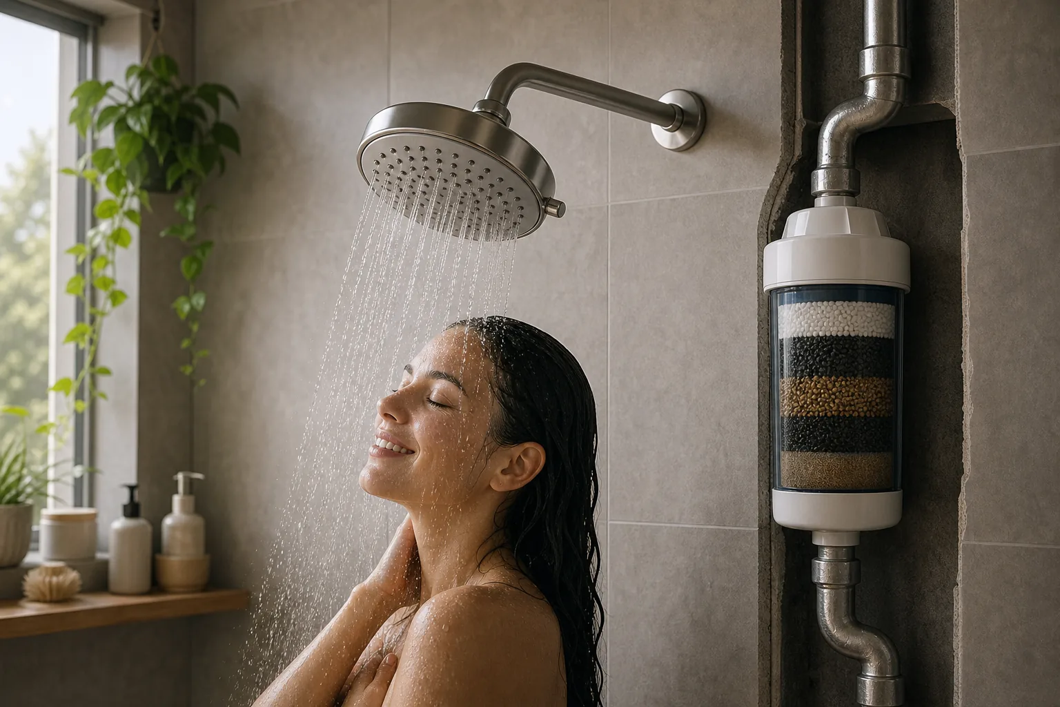 Illustration for Filtered low-flow showerhead setups