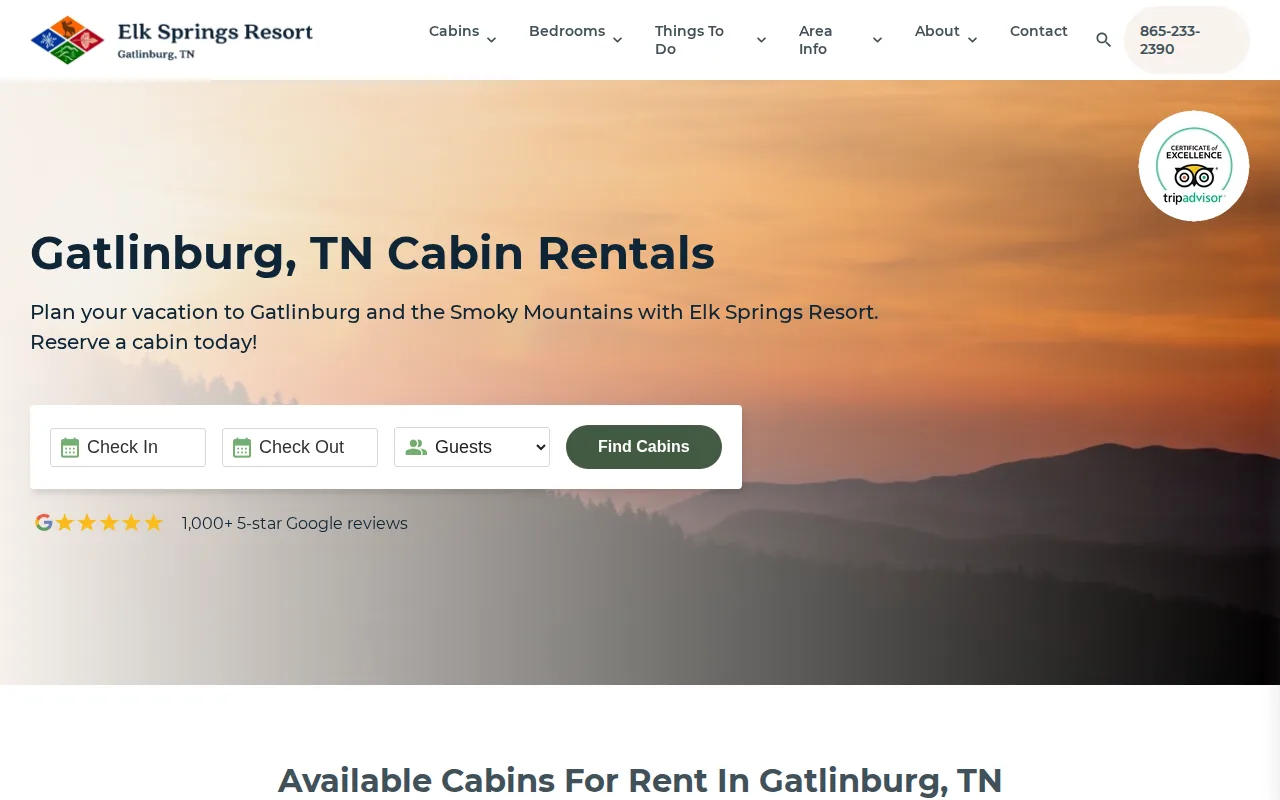 Elk Springs Resort: visual reference for 1. Elk Springs Resort — Our Top Pick for High-End Smoky Mountain Stays