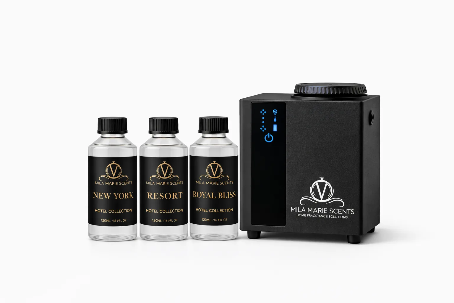 Hotel Experience Bundle: visual reference for 2. Hotel Experience Bundle | PULSE Diffuser · 3 Luxury Oils · Save More