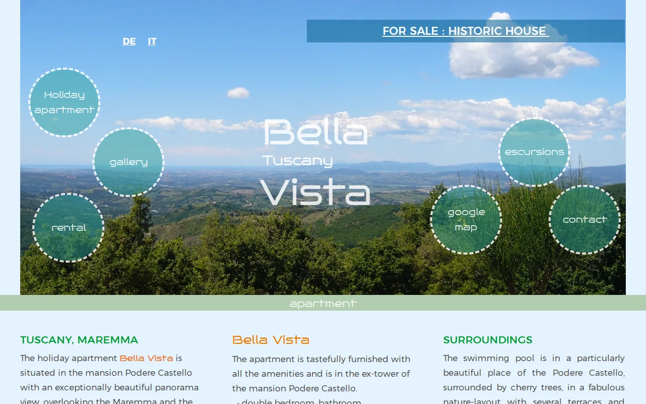 Screenshot of the Podere Castello website