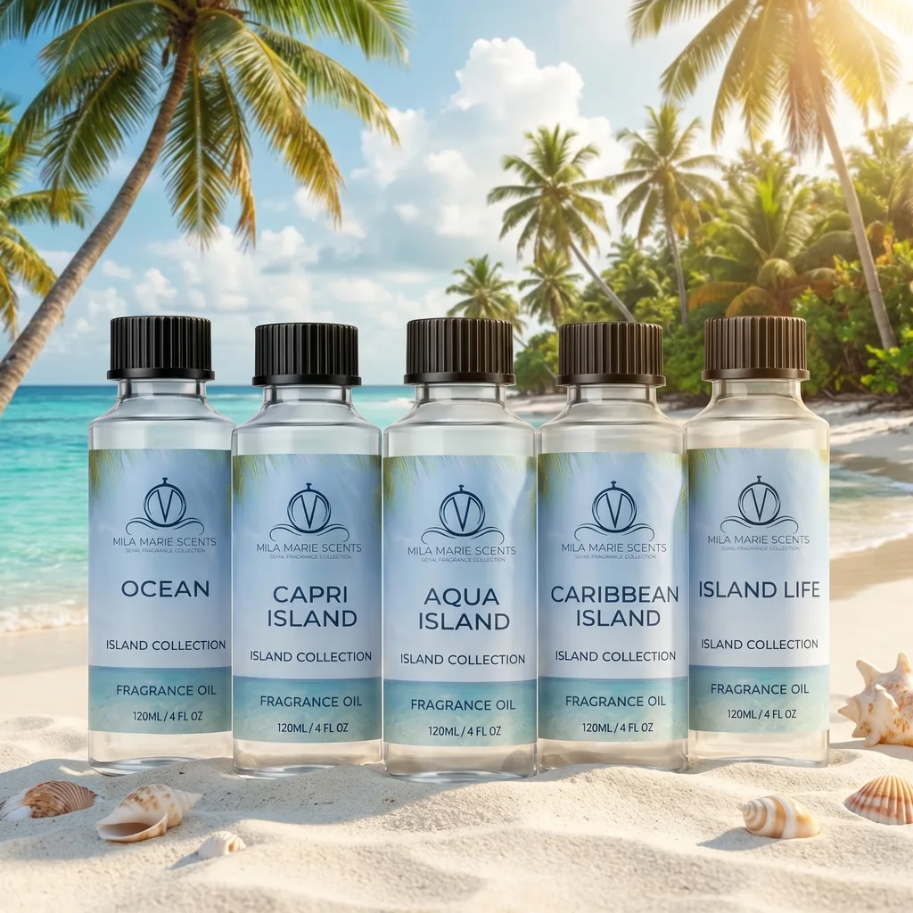 Mila Marie Scents Island Escape Bundle: visual reference for 5. Mila Marie Scents Island Escape Bundle , Tropical Fragrance Sampler