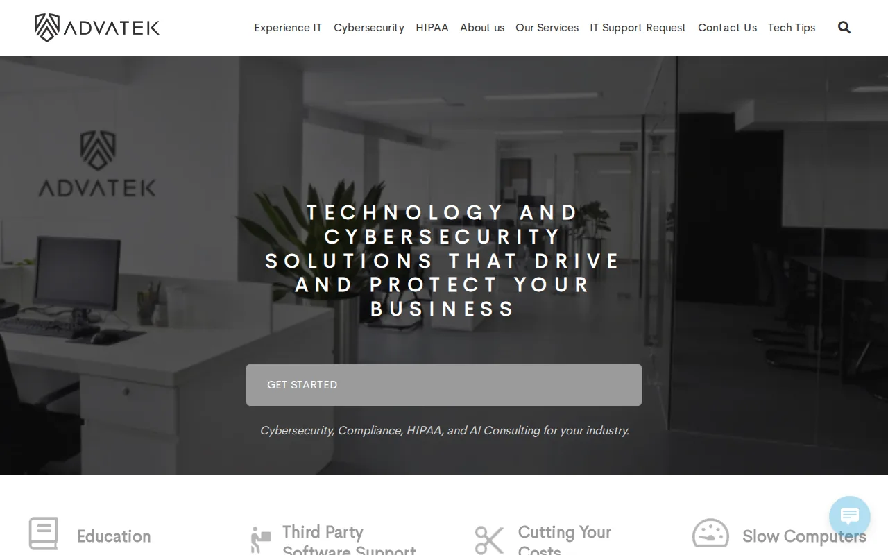 Screenshot of the Advatek website