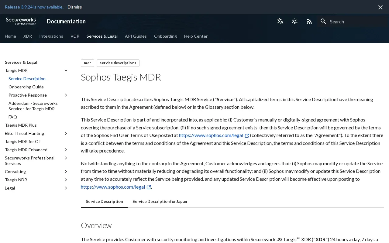 Screenshot of the Taegis MDR by Secureworks website