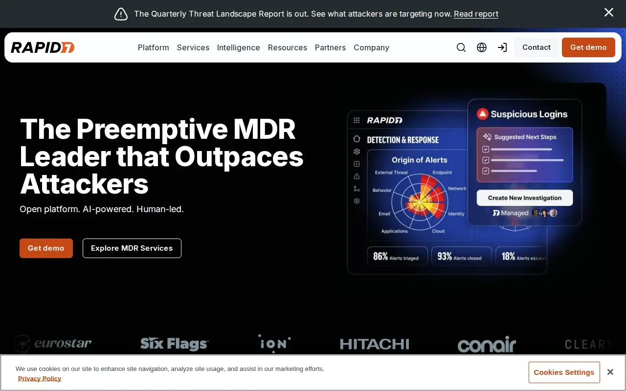 Screenshot of the Rapid7 website