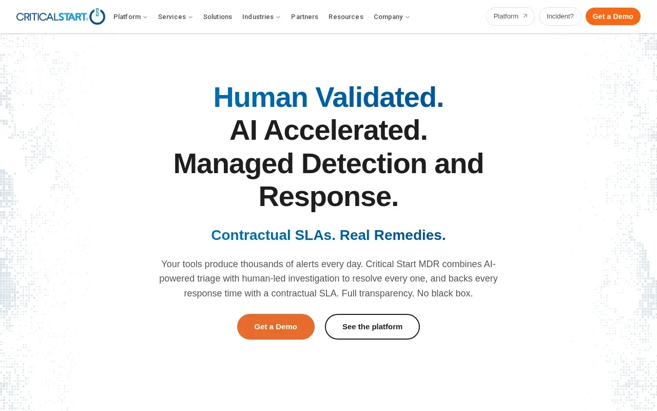 Screenshot of the Critical Start website