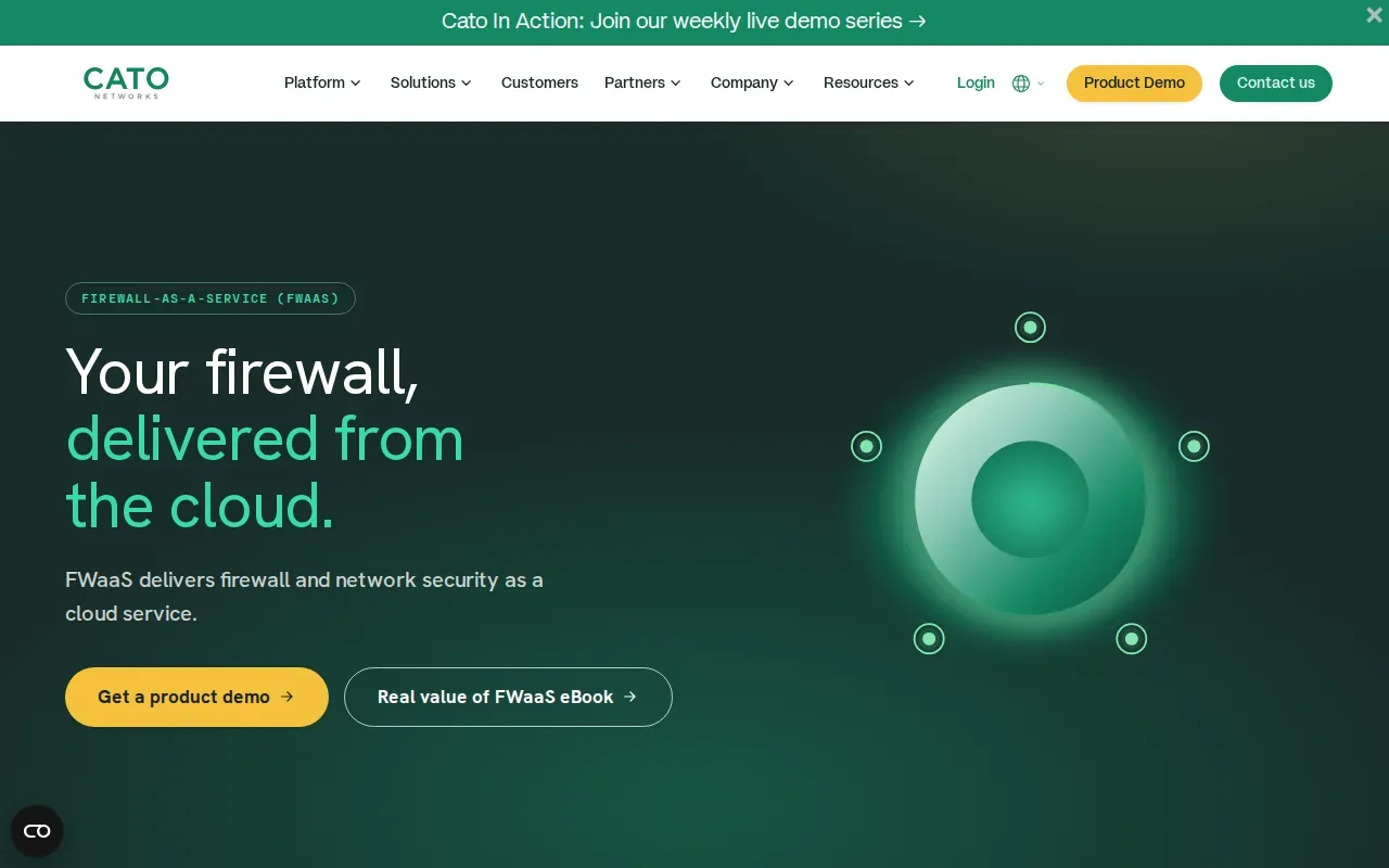 Screenshot of the Cato Firewall-as-a-Service website