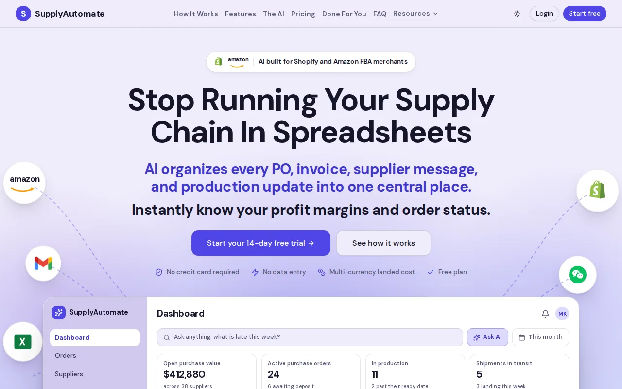 Screenshot of the SupplyAutomate website