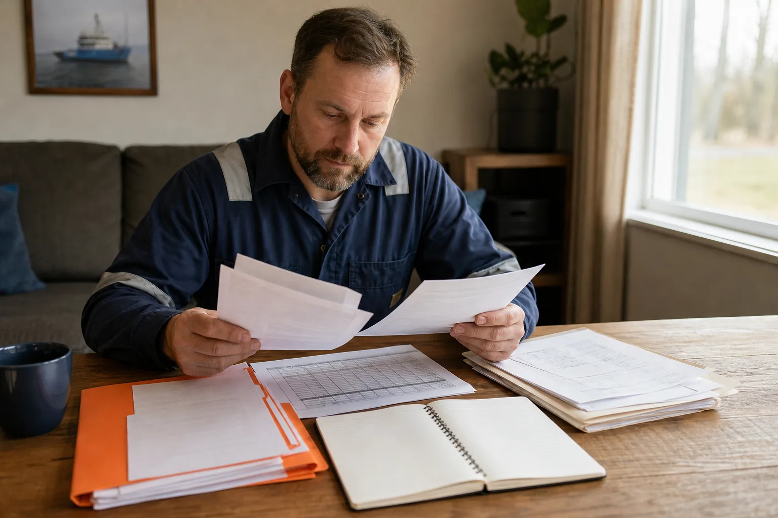Maritime injury appeal evidence arranged for review, including work and medical records.