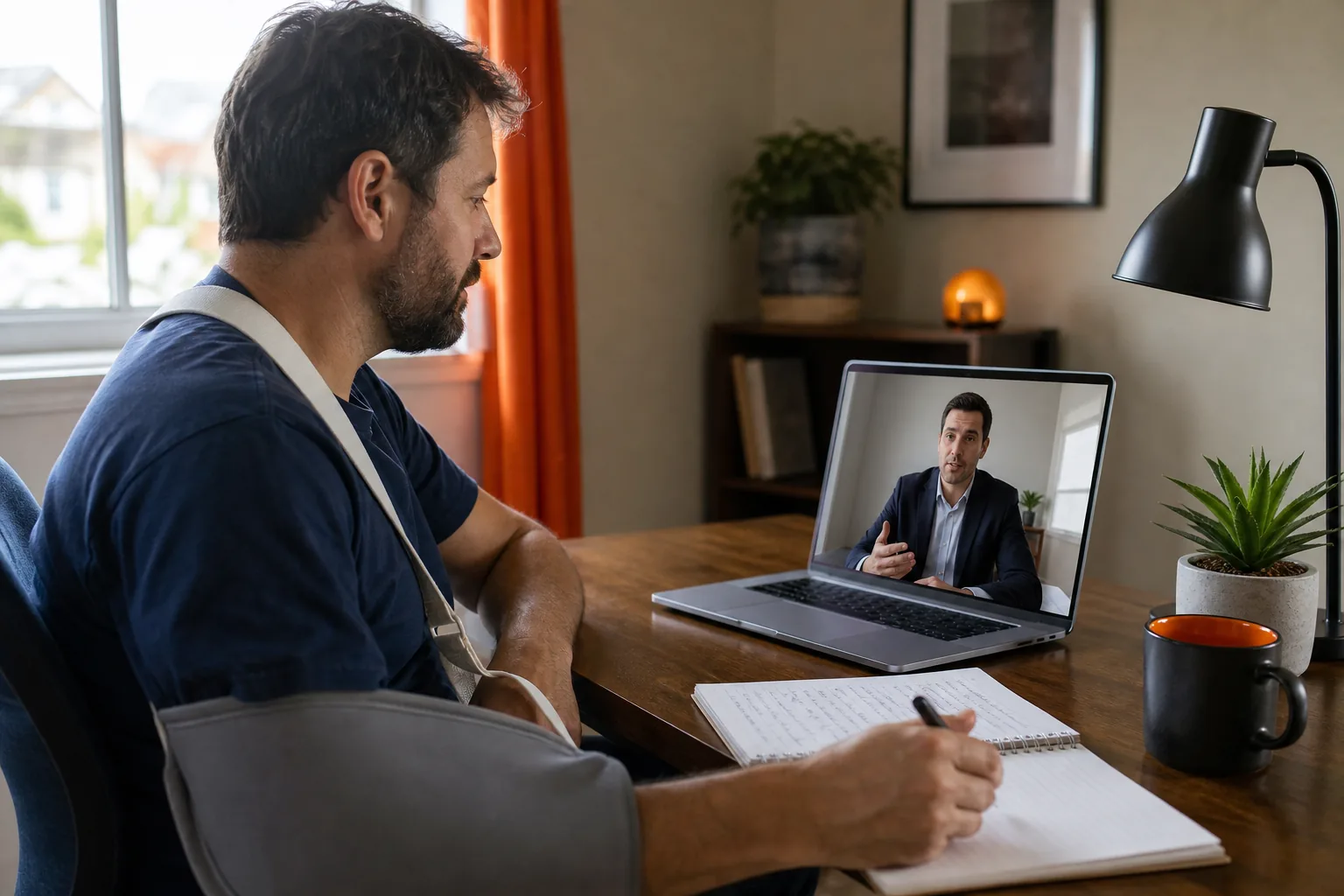 Evaluating communication during a virtual maritime injury attorney interview.