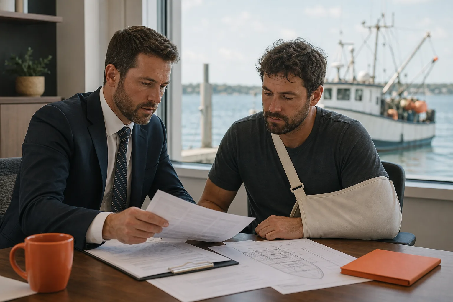 Crew member reviewing possible Jones Act, maintenance and cure, and vessel safety claims.