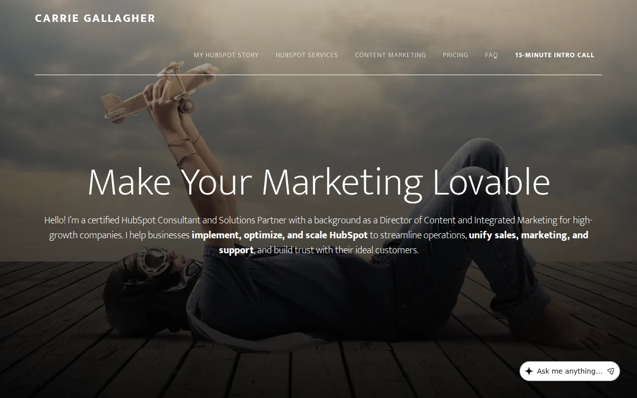 Screenshot of the Carrie Gallagher website