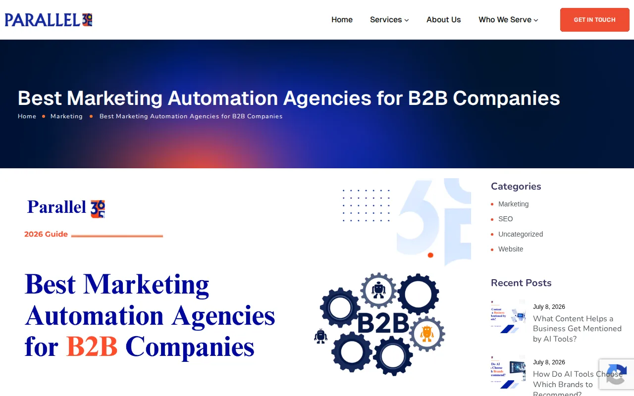 Screenshot of the Parallel 365 website