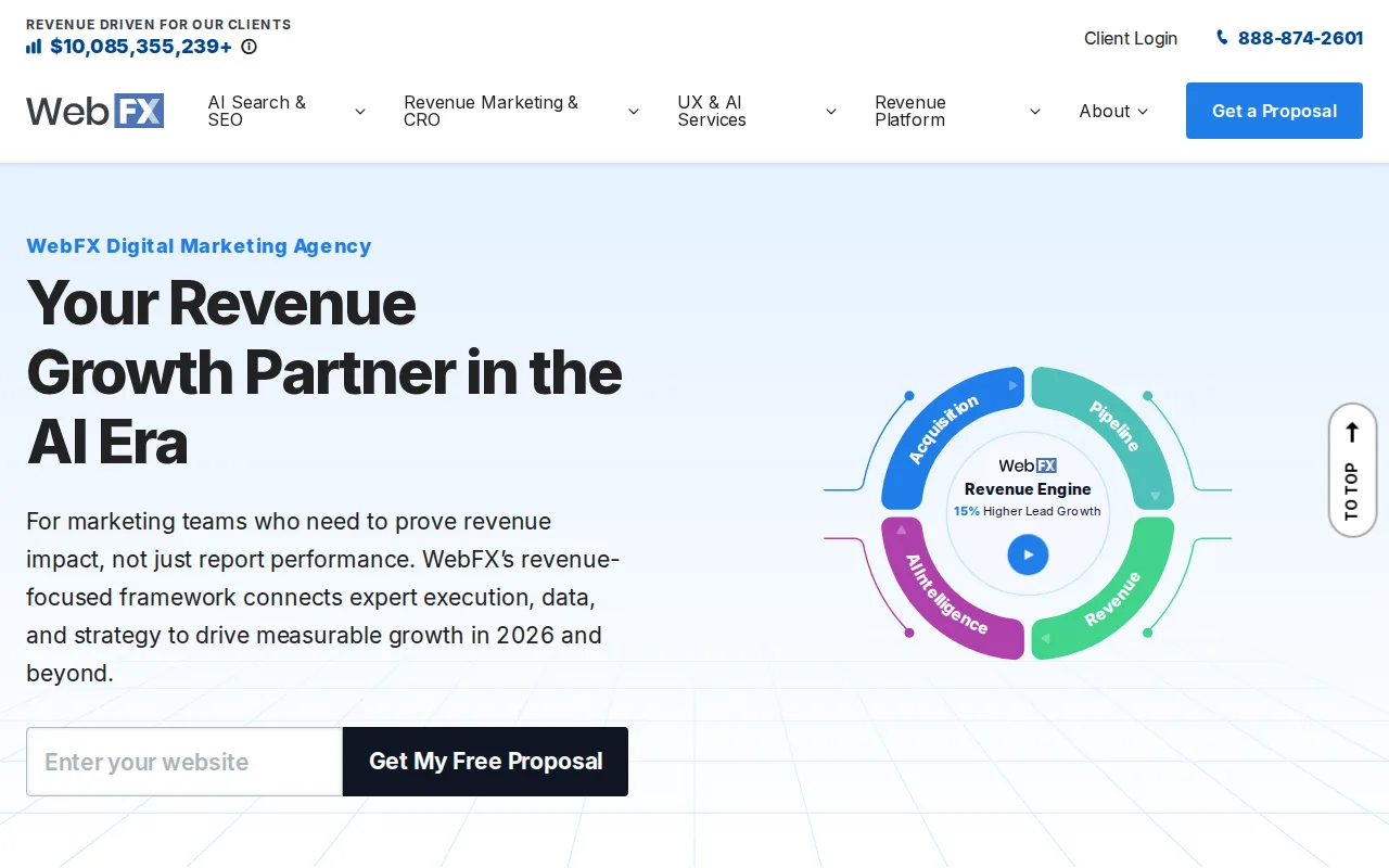 Screenshot of the WebFX website