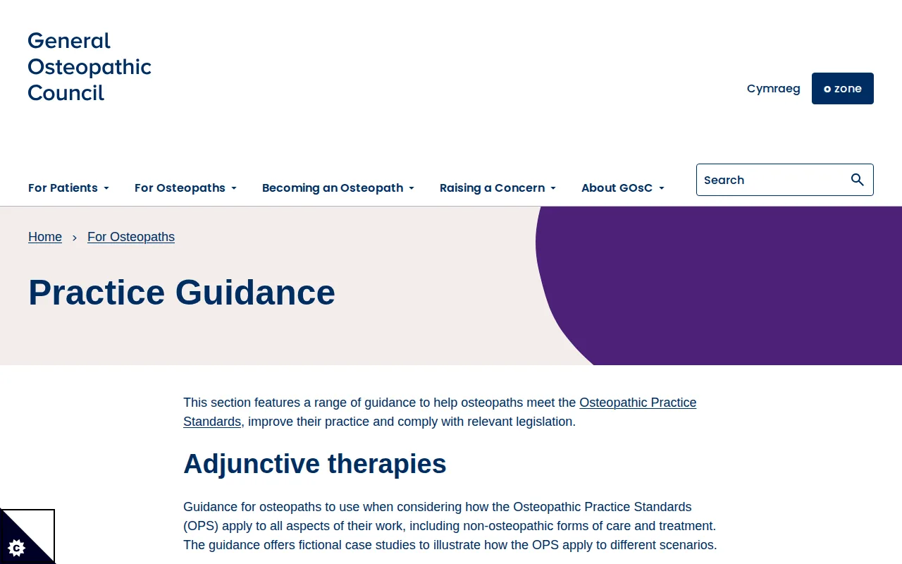 Screenshot of the Osteopathy Practice Website website