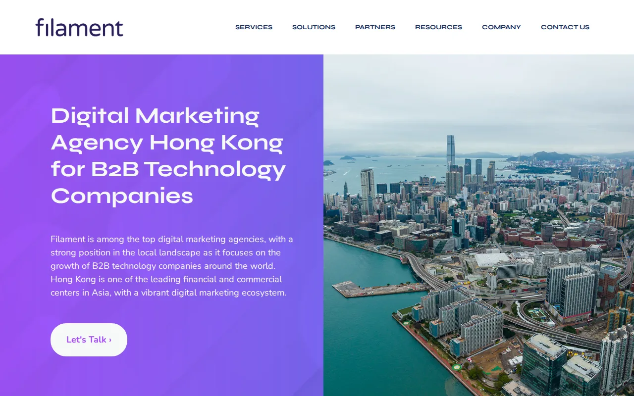 Screenshot of the Filament Digital website