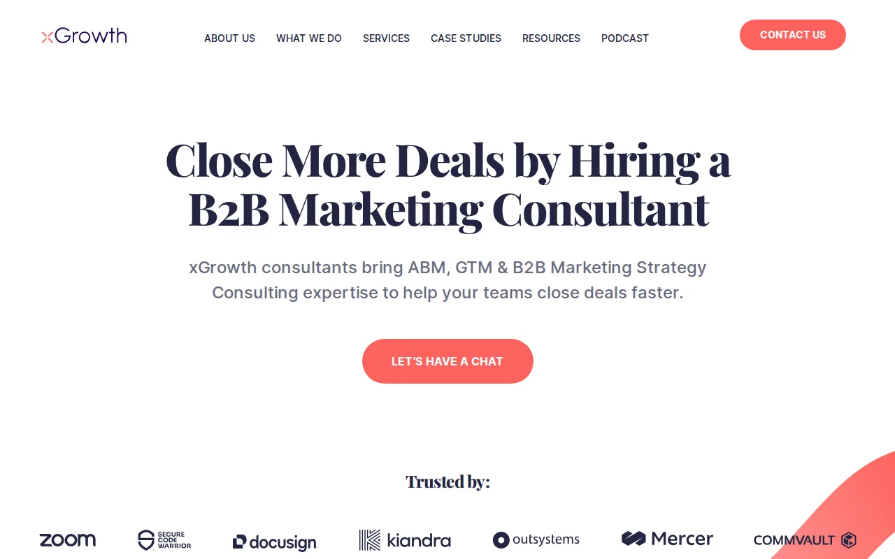 Screenshot of the xGrowth website