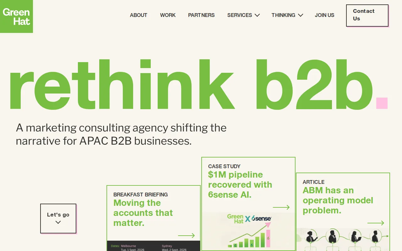 Screenshot of the Green Hat website