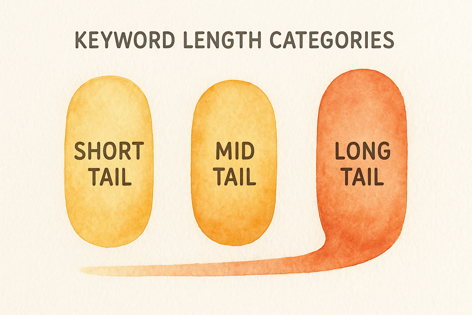 Visualization of keyword length categories, from short tail to long tail