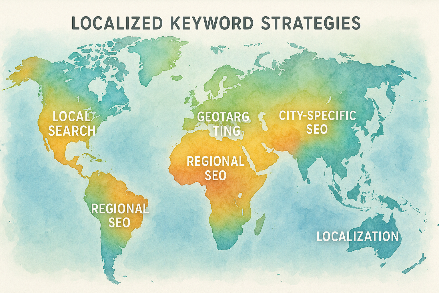 World map highlighting localized keyword strategies