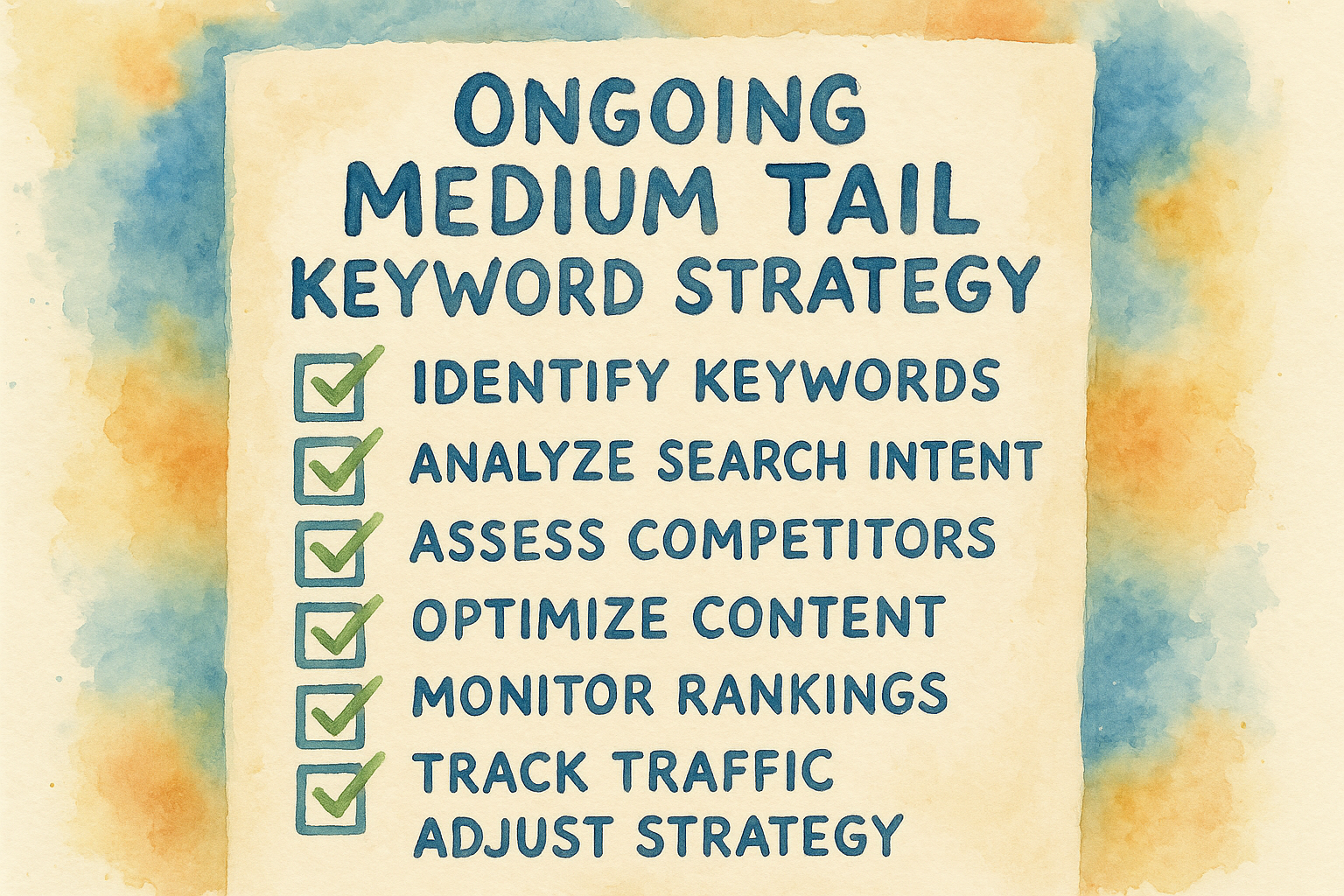 Checklist for ongoing medium tail keyword strategy