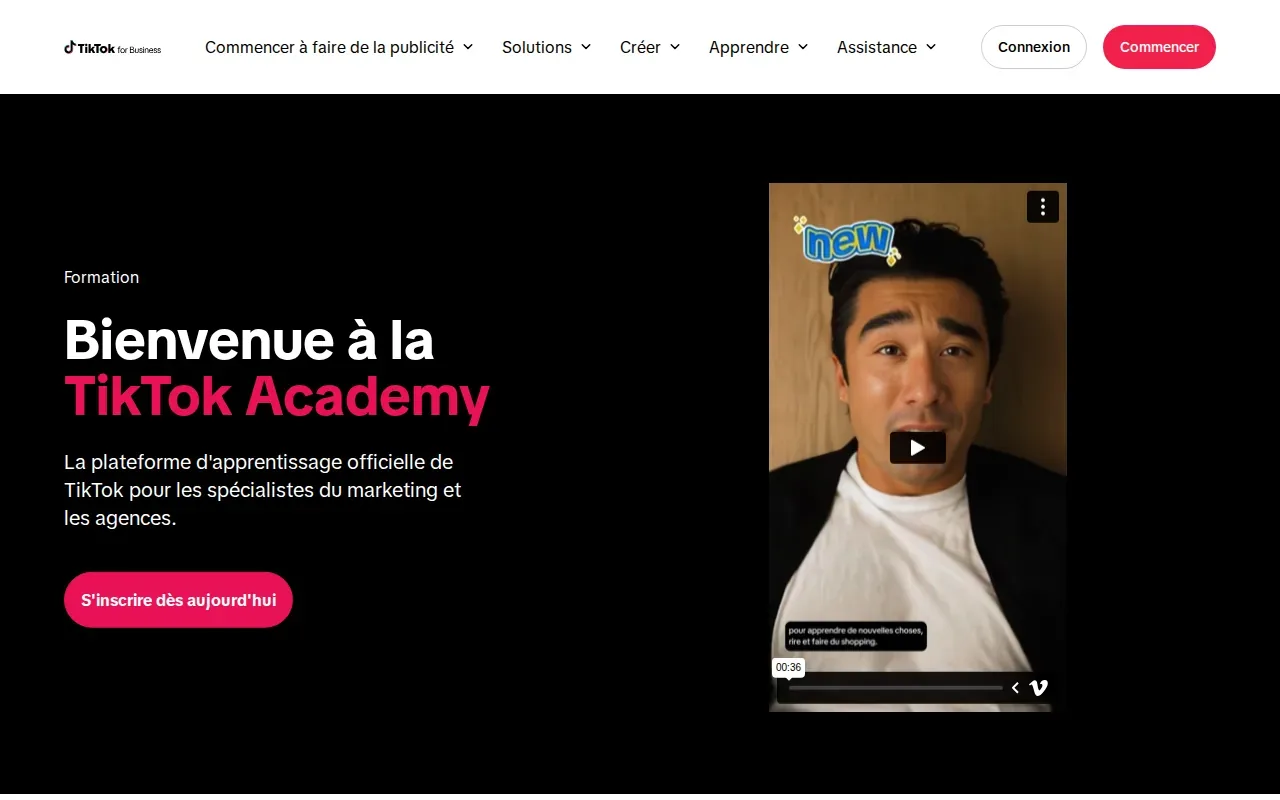 Screenshot of the TikTok Academy website