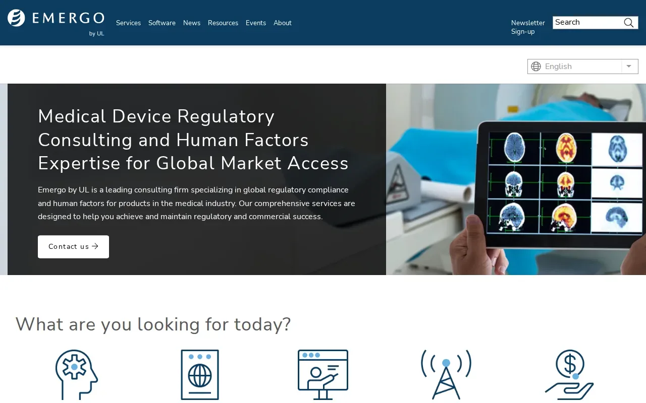 Screenshot of the Emergo by UL website