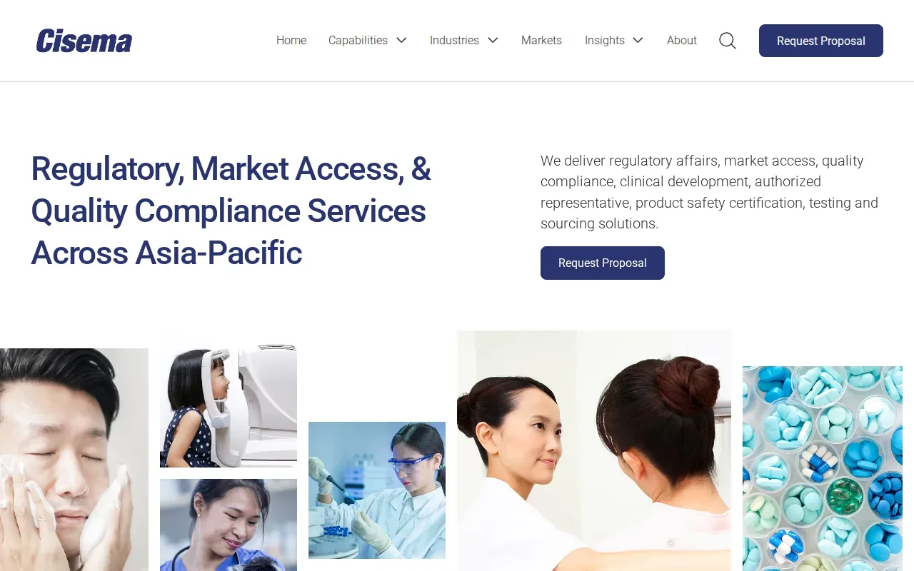Screenshot of the Cisema website