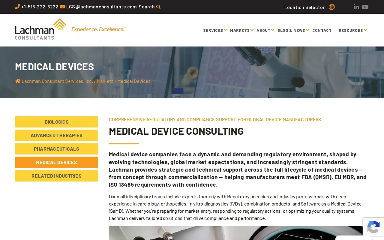 Screenshot of the Lachman Consultant Services website