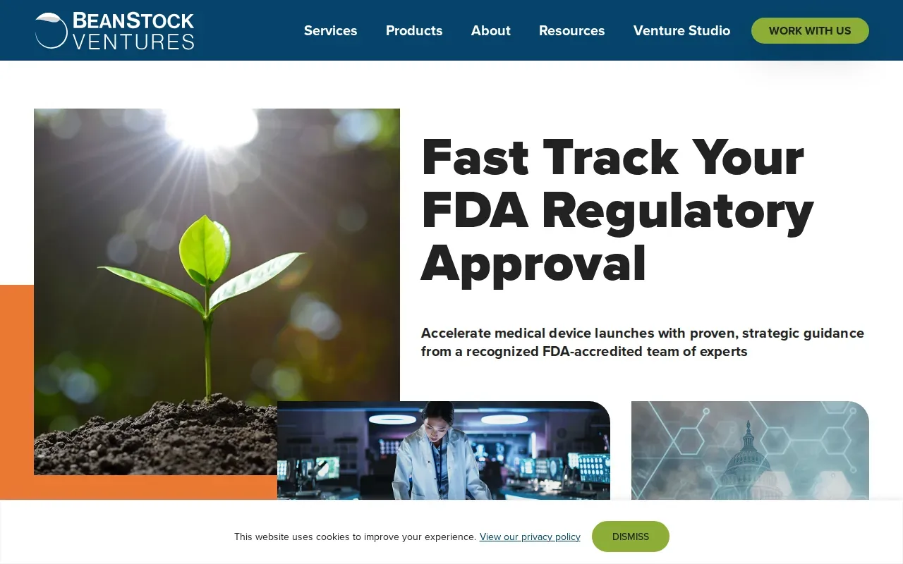 Screenshot of the BeanStock Ventures website