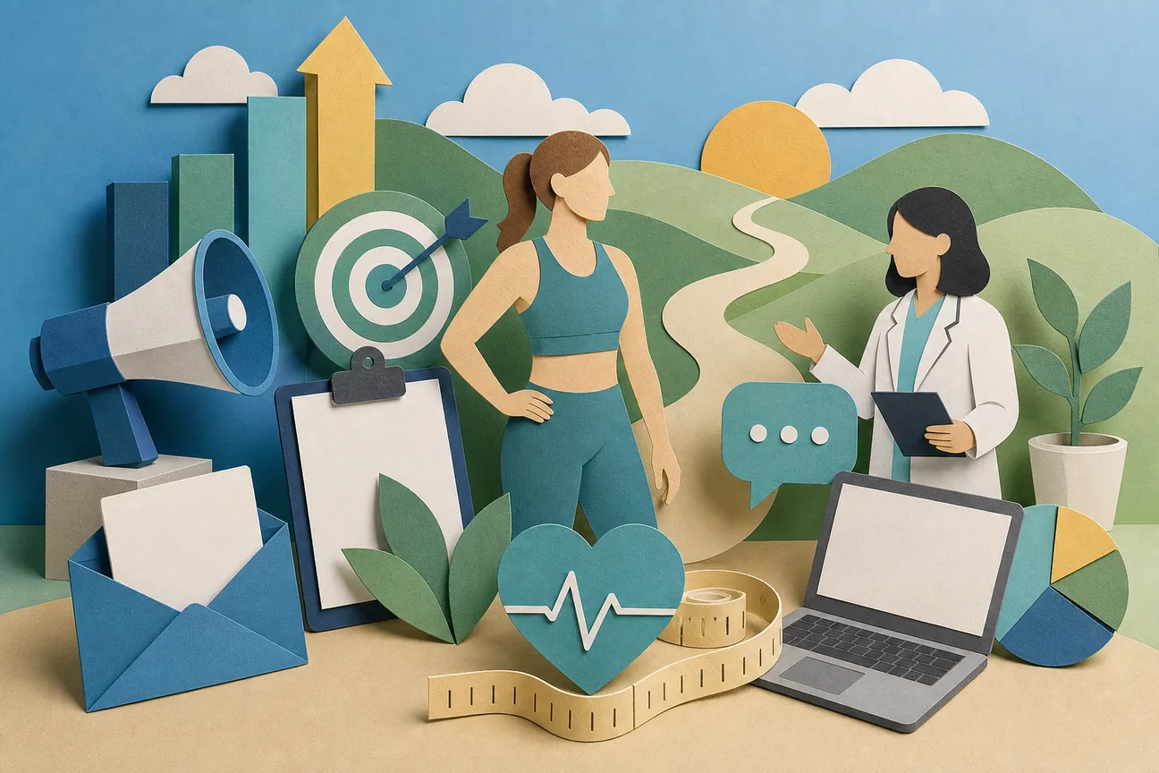 Papercraft illustration of Best Medical Weight Loss Marketing Tools