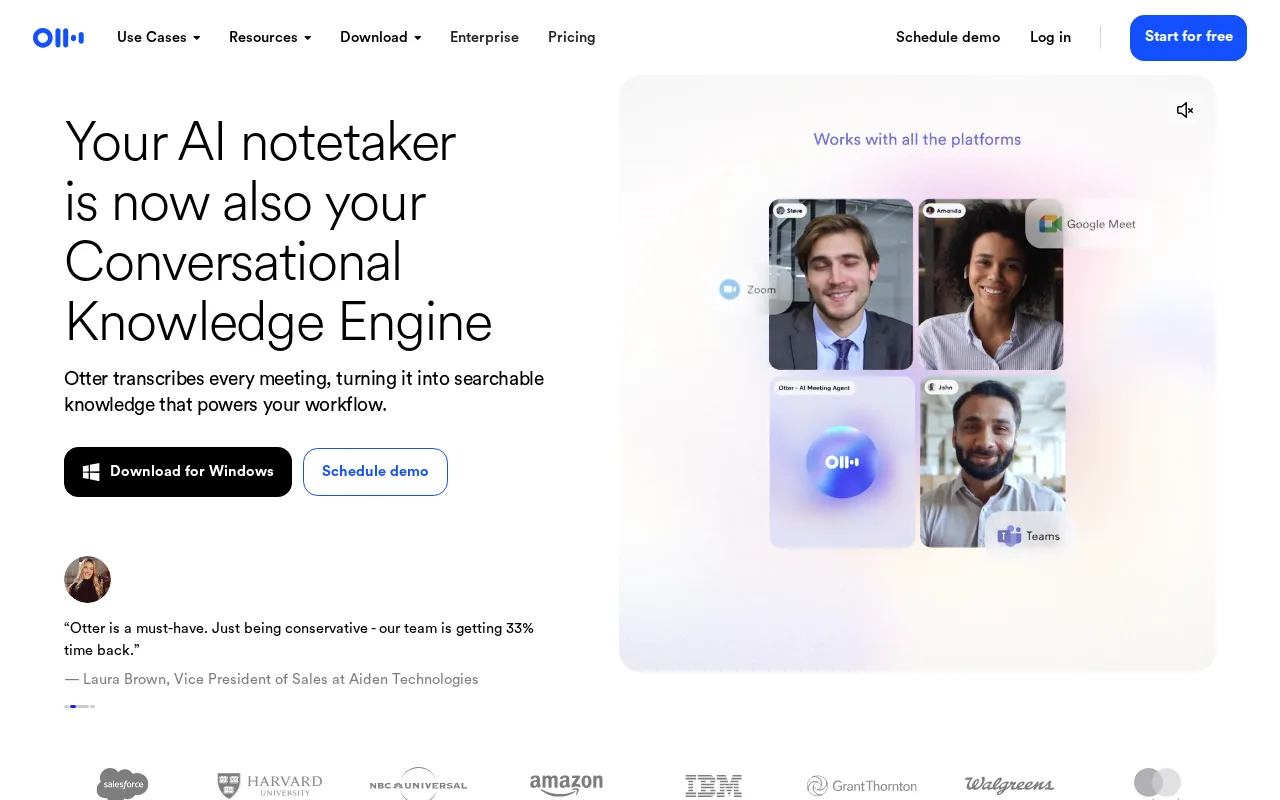 Screenshot of the Otter.ai website