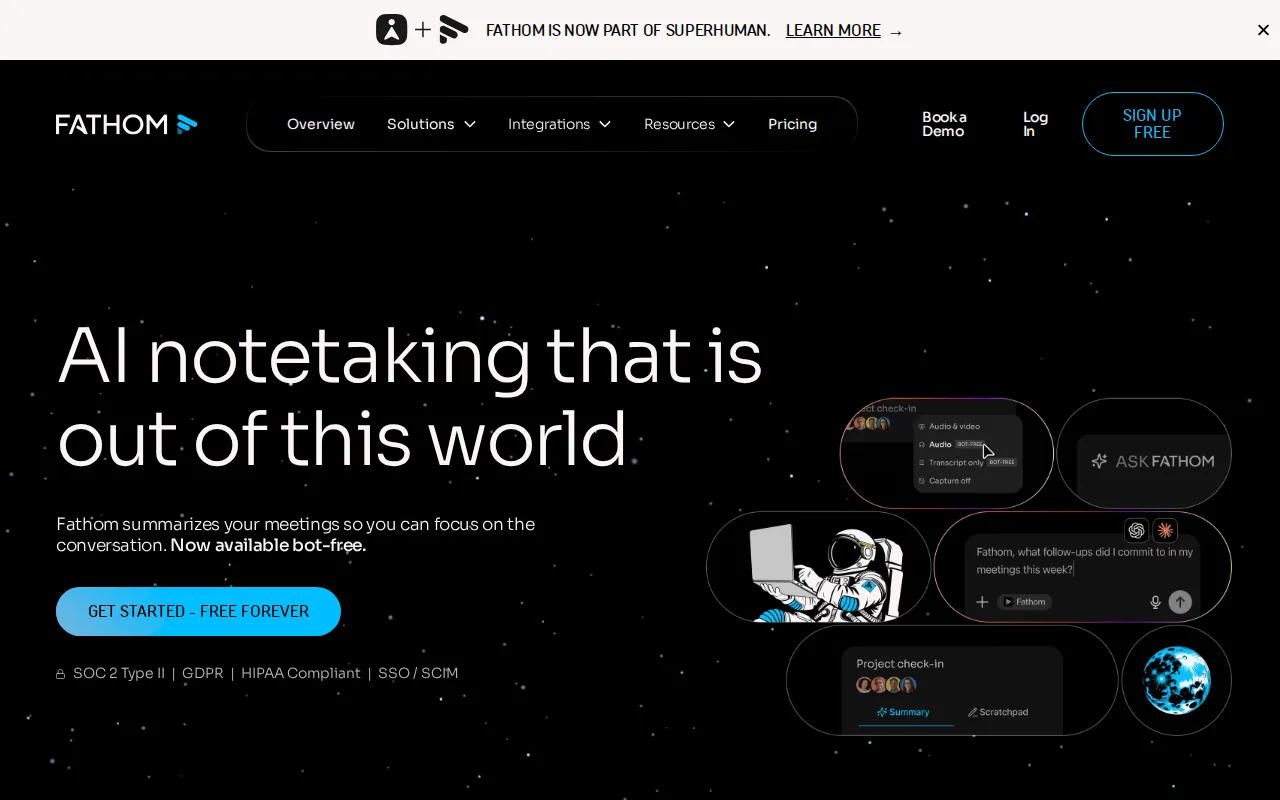 Screenshot of the Fathom website