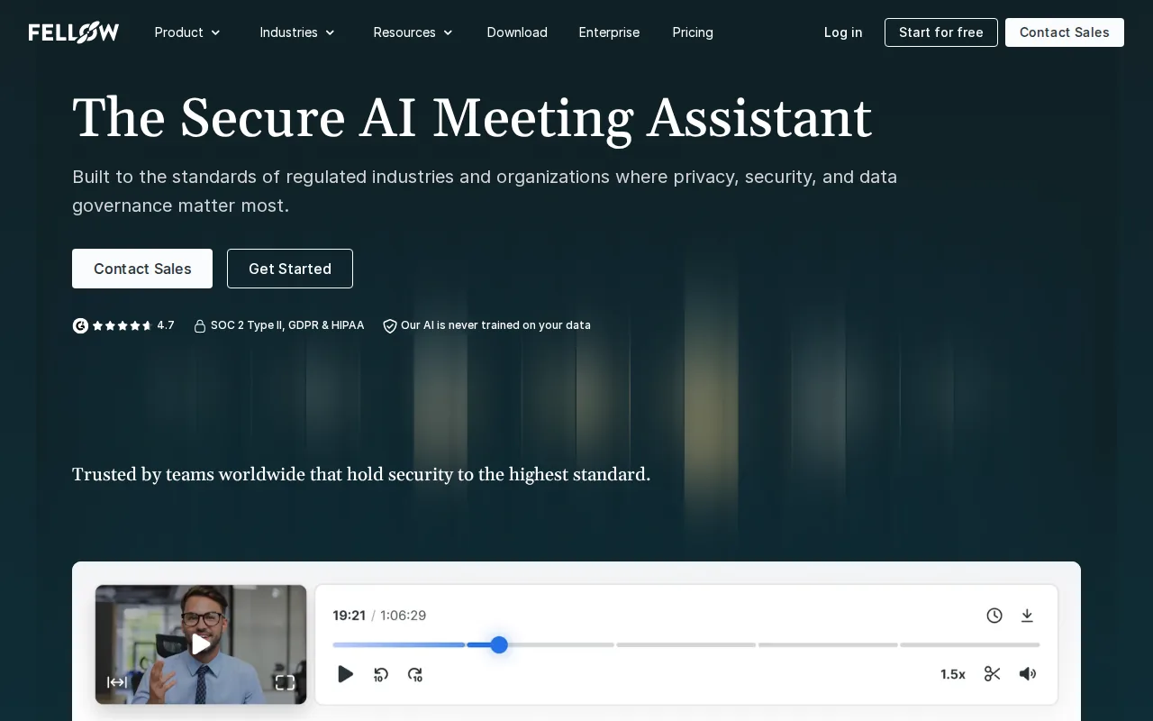 Screenshot of the Fellow website