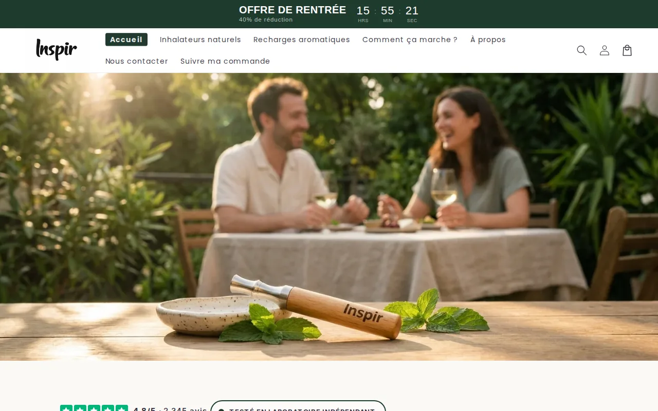Screenshot of the Inspir website