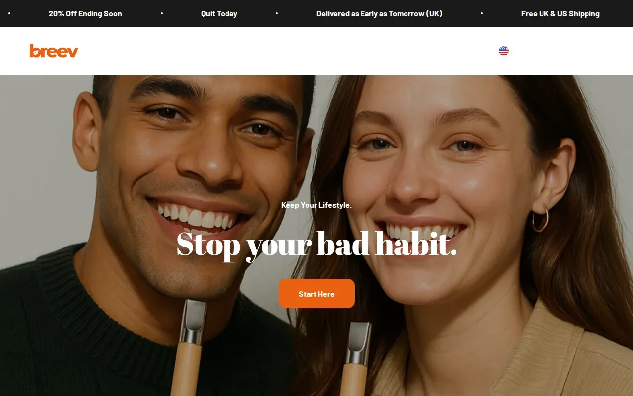 Screenshot of the Breev website