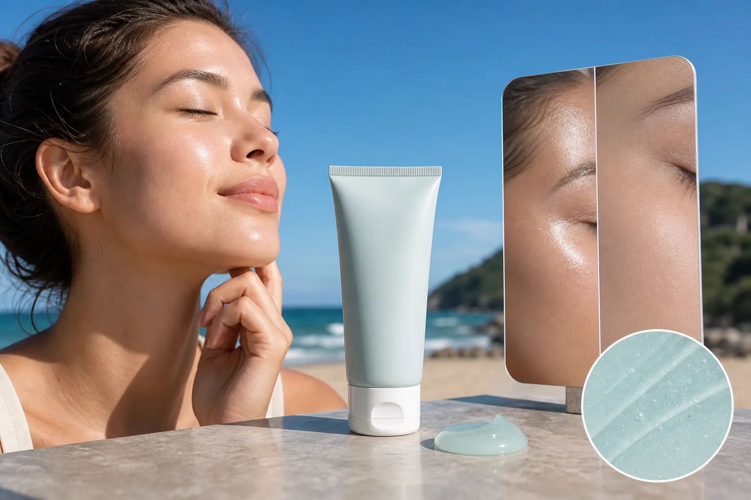 The One SPF 50: visual reference for 8. The One SPF 50, Option gel mate sans sensation grasse