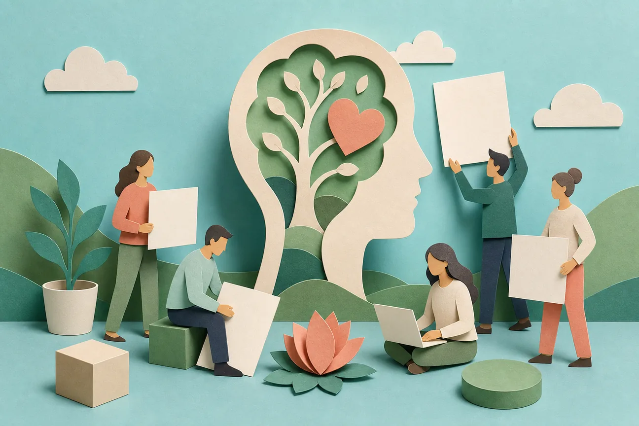 Papercraft illustration of Best Mental Health Marketing Agency Options