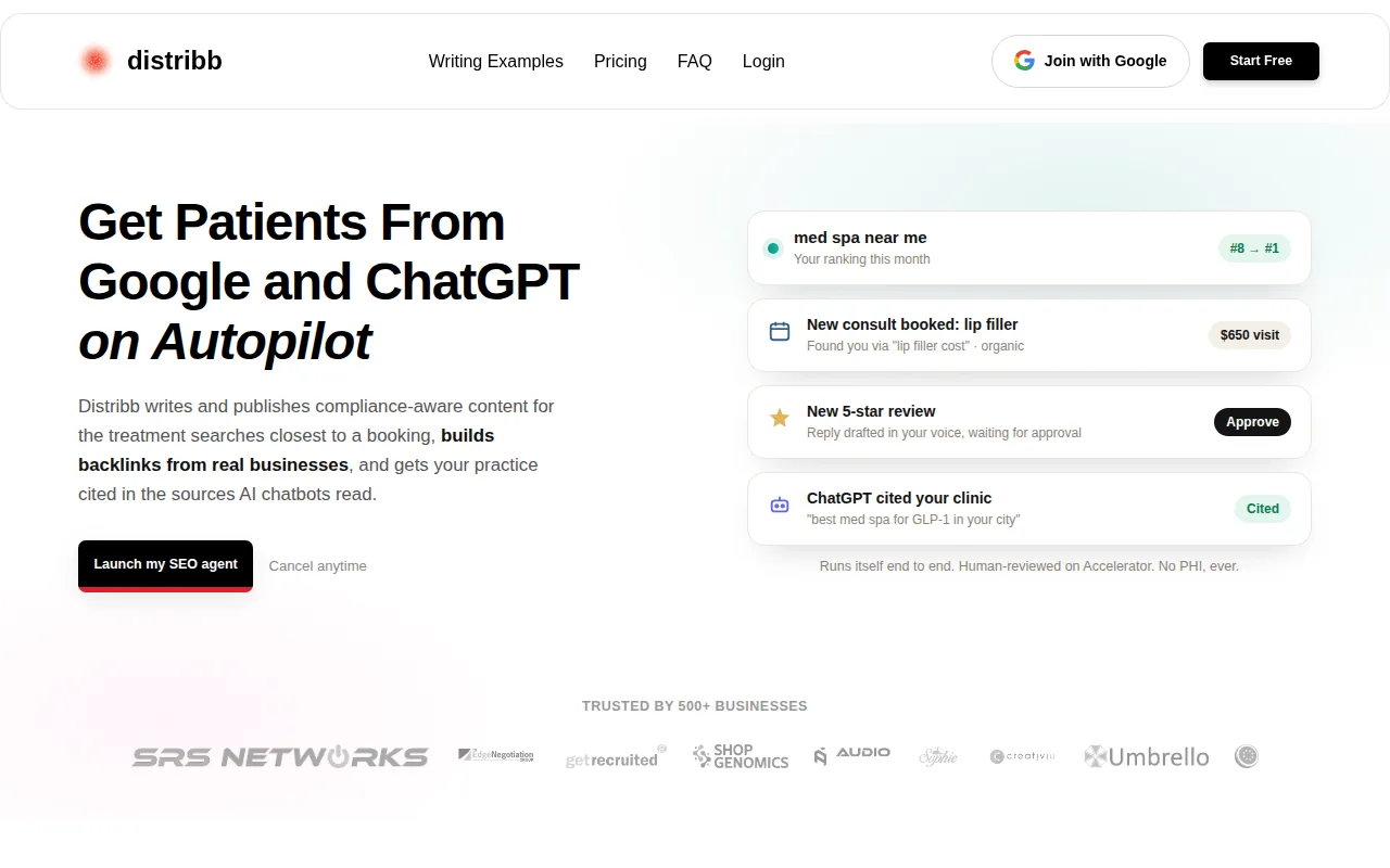 Screenshot of the Distribb.io website