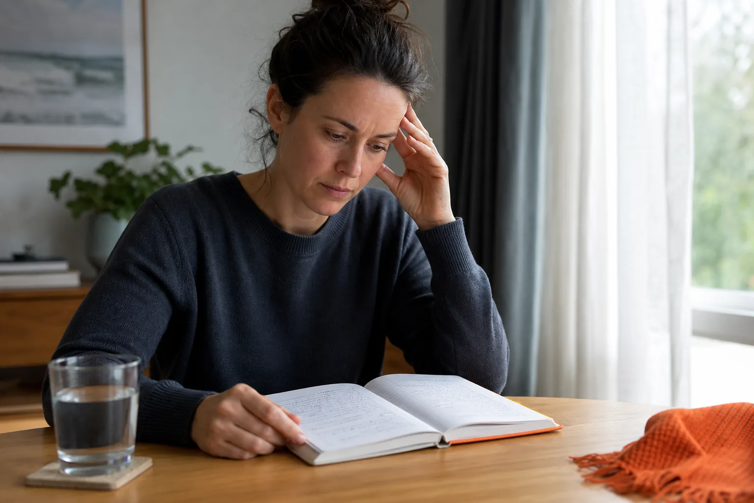 person checking migraine symptoms and warning signs at home