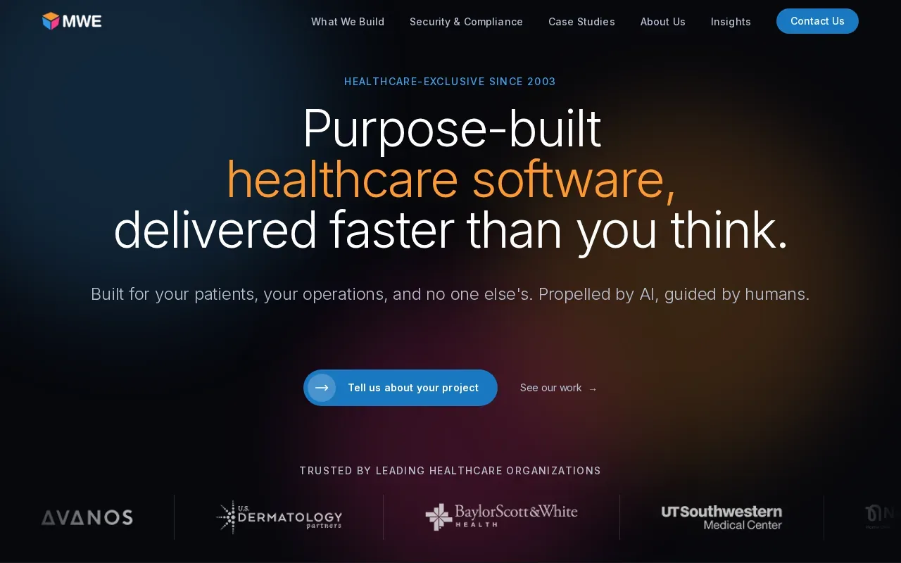 Screenshot of the Medical Web Experts website