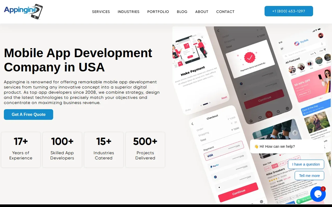 Screenshot of the Appingine website