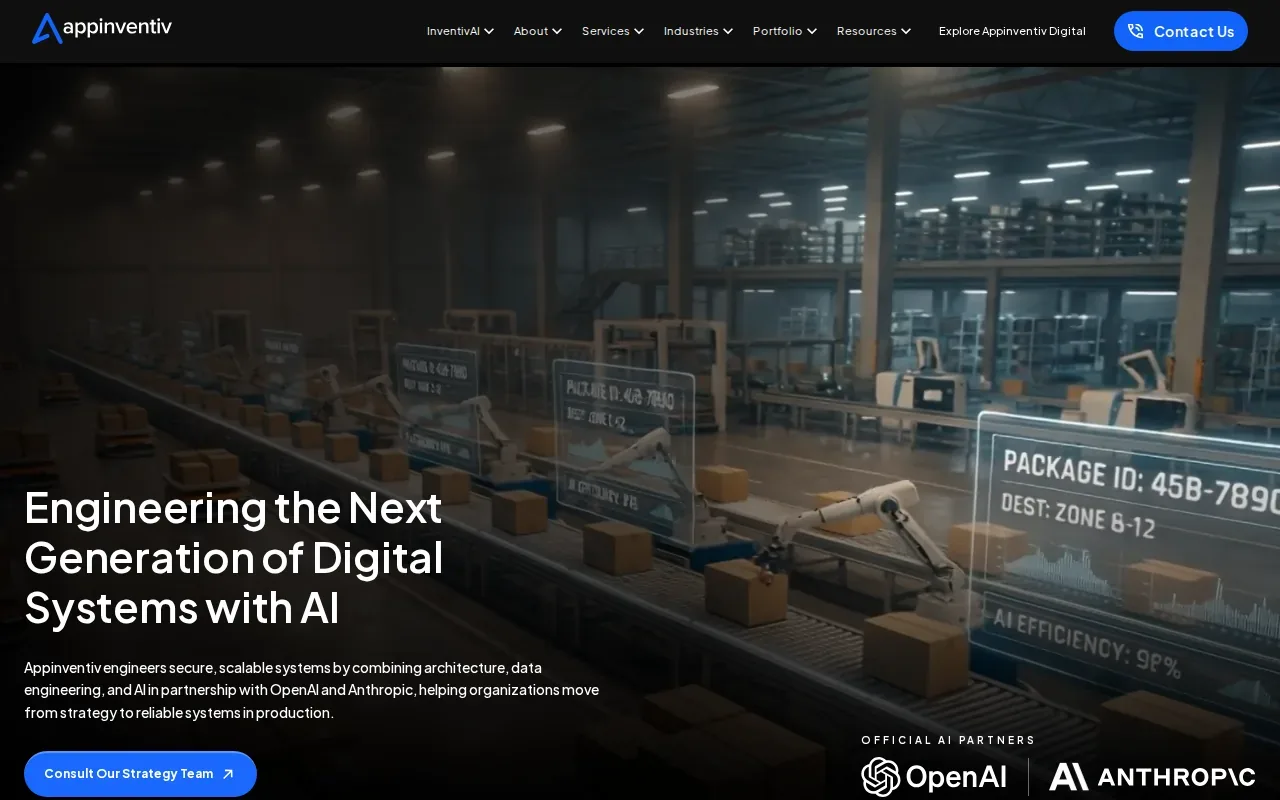 Screenshot of the Appinventiv website