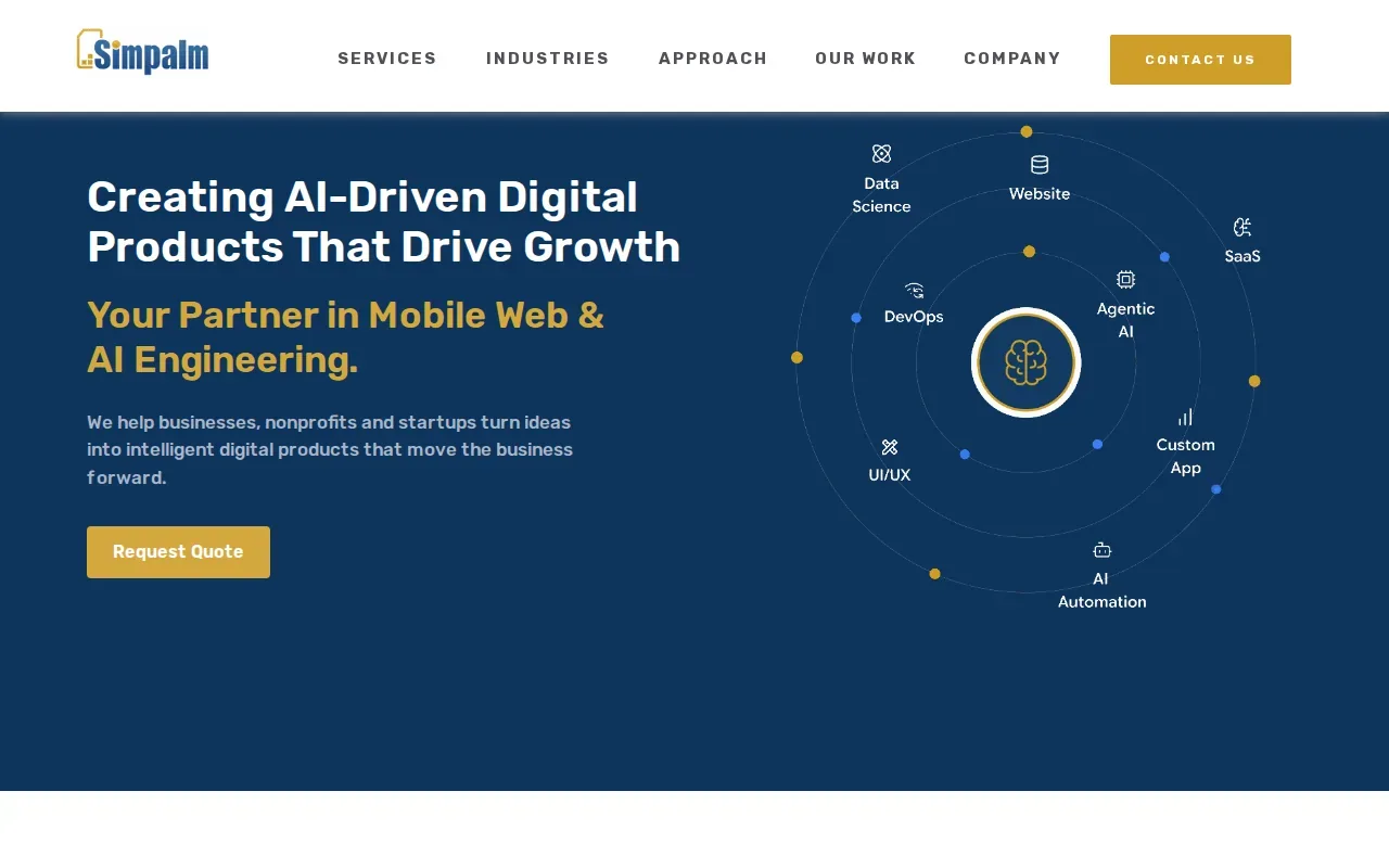 Screenshot of the Simpalm website