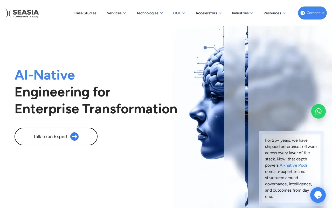 Screenshot of the Seasia Infotech website