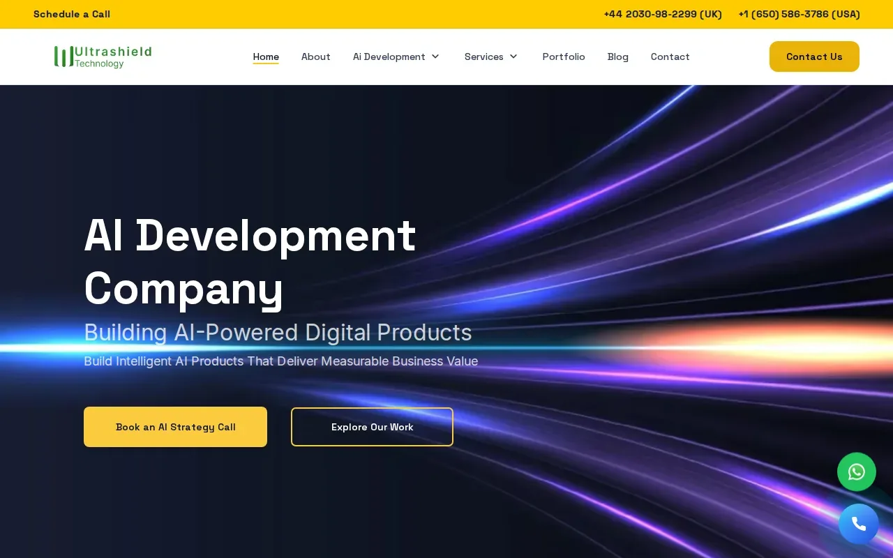 Screenshot of the ULTRASHIELD TECHNOLOGY website