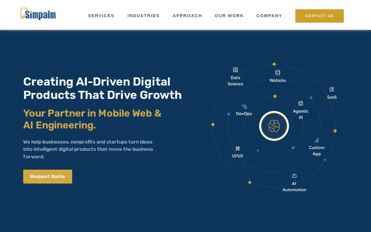Screenshot of the Simpalm website