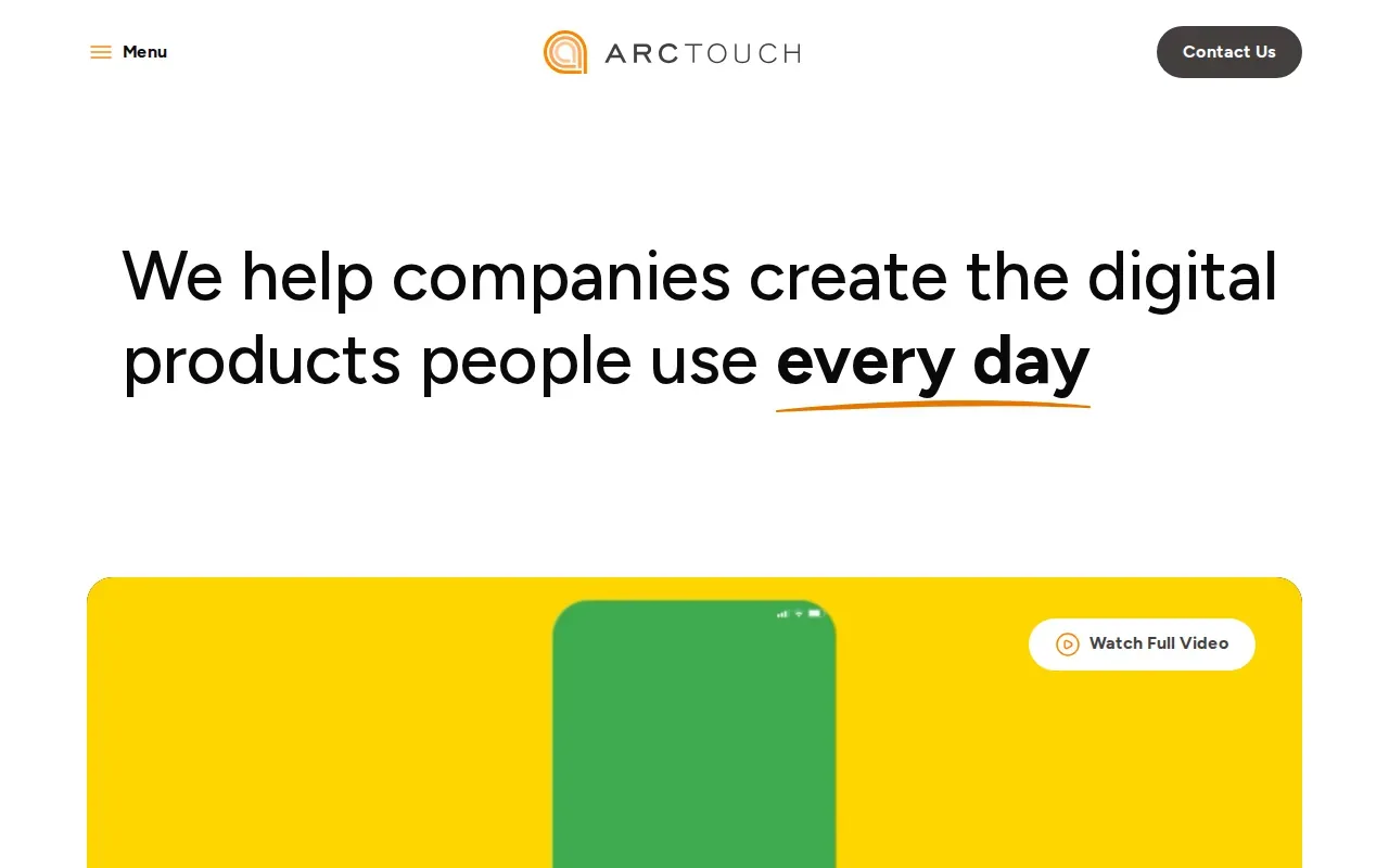 Screenshot of the ArcTouch website
