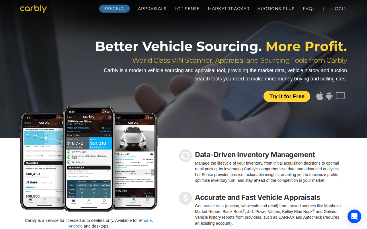 AutoPrice Scanner homepage screenshot